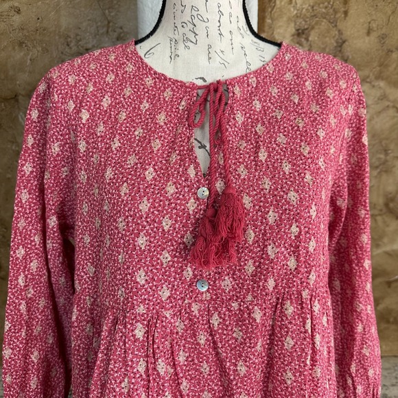 NWT Scandal Italy Ordell Tiered Ruffle Mini Dress Womens Medium Floral Boho Pink - Picture 3 of 16